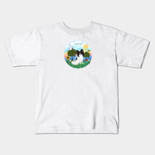 "Happy Day" with a Black & White Papillon Kids T-Shirt